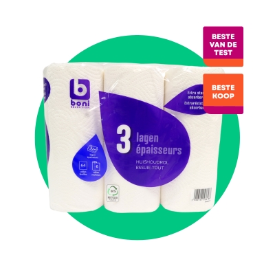 BONI SELECTION Huishoudrol classic met 3 lagen van Colruyt is Beste van de test en Beste koop van Testaankoop in 2025